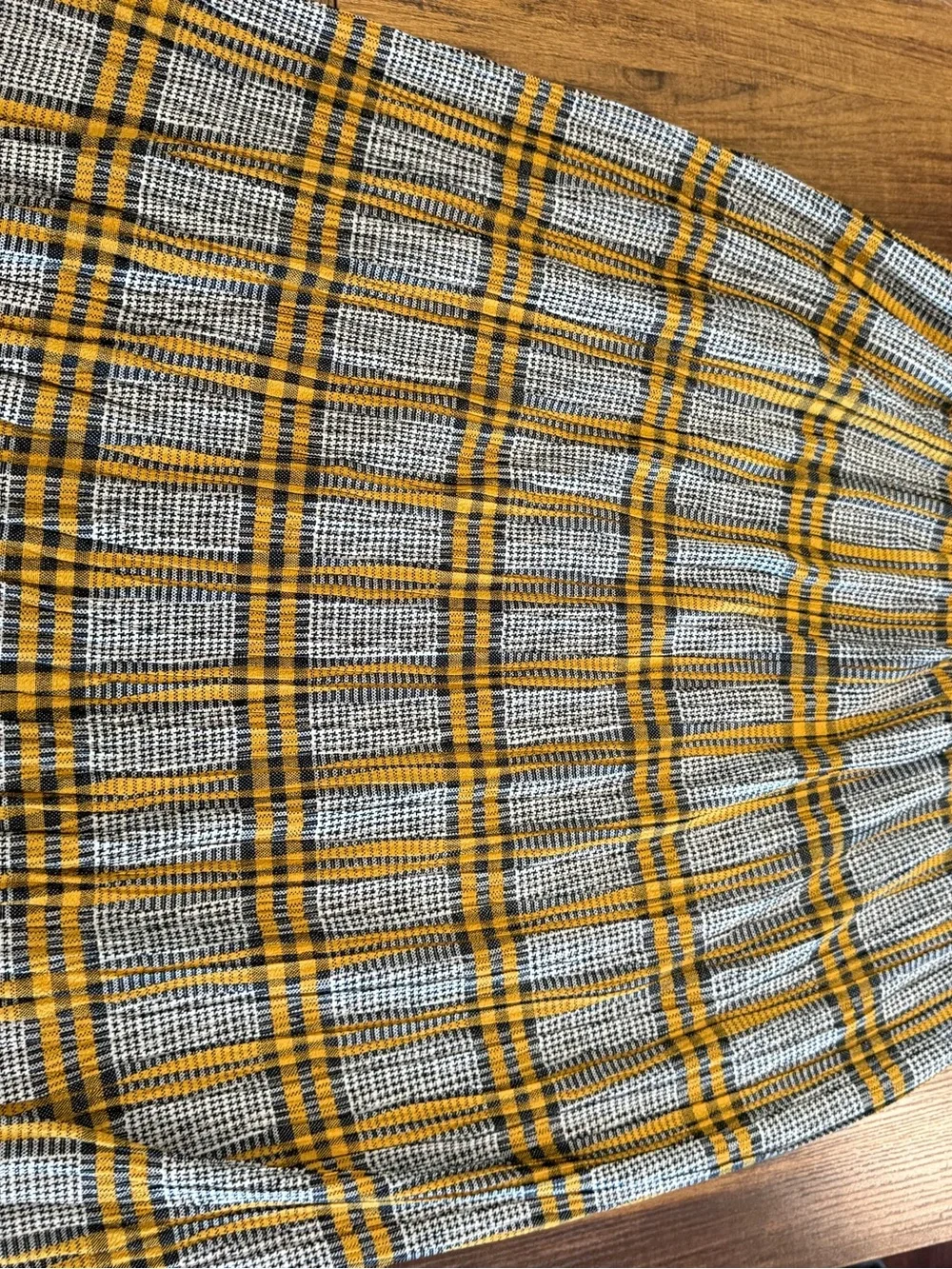 Metro Wear Pleated Plaid Skater Skirt in Mustard and Gray XL